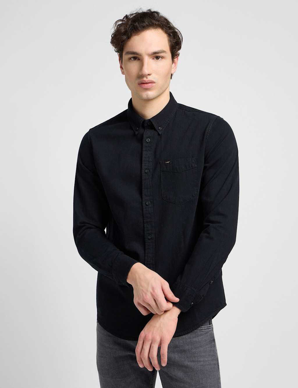 Lee Regular Fit Pure Cotton Button Down Shirt Black