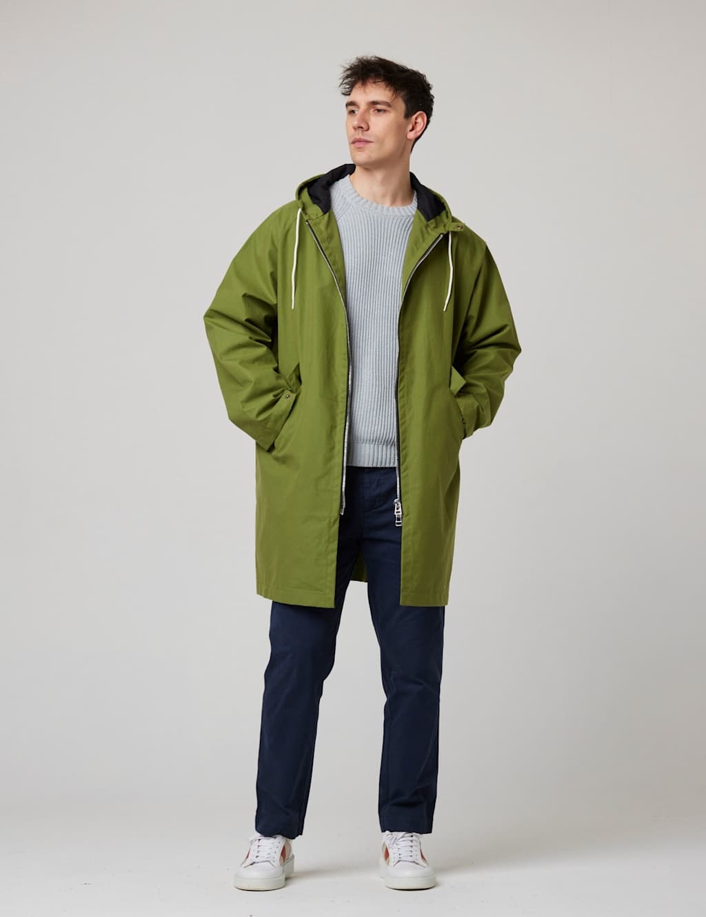 Peregrine Men's Pure Cotton Hooded Raincoat - XL - Green - Available at M&S