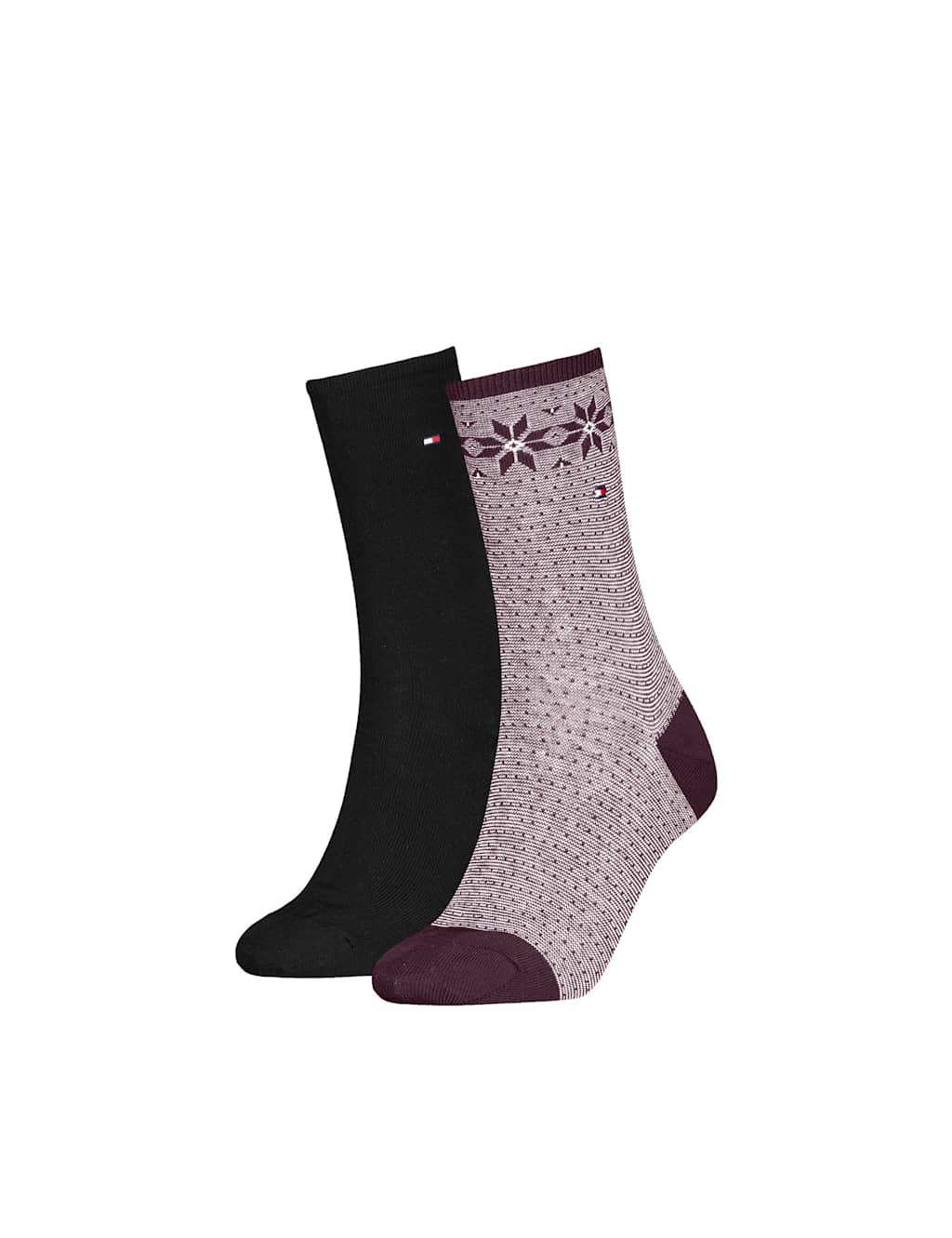 Tommy Hilfiger 2 Pack Cotton Rich Ankle High Socks Burgundy