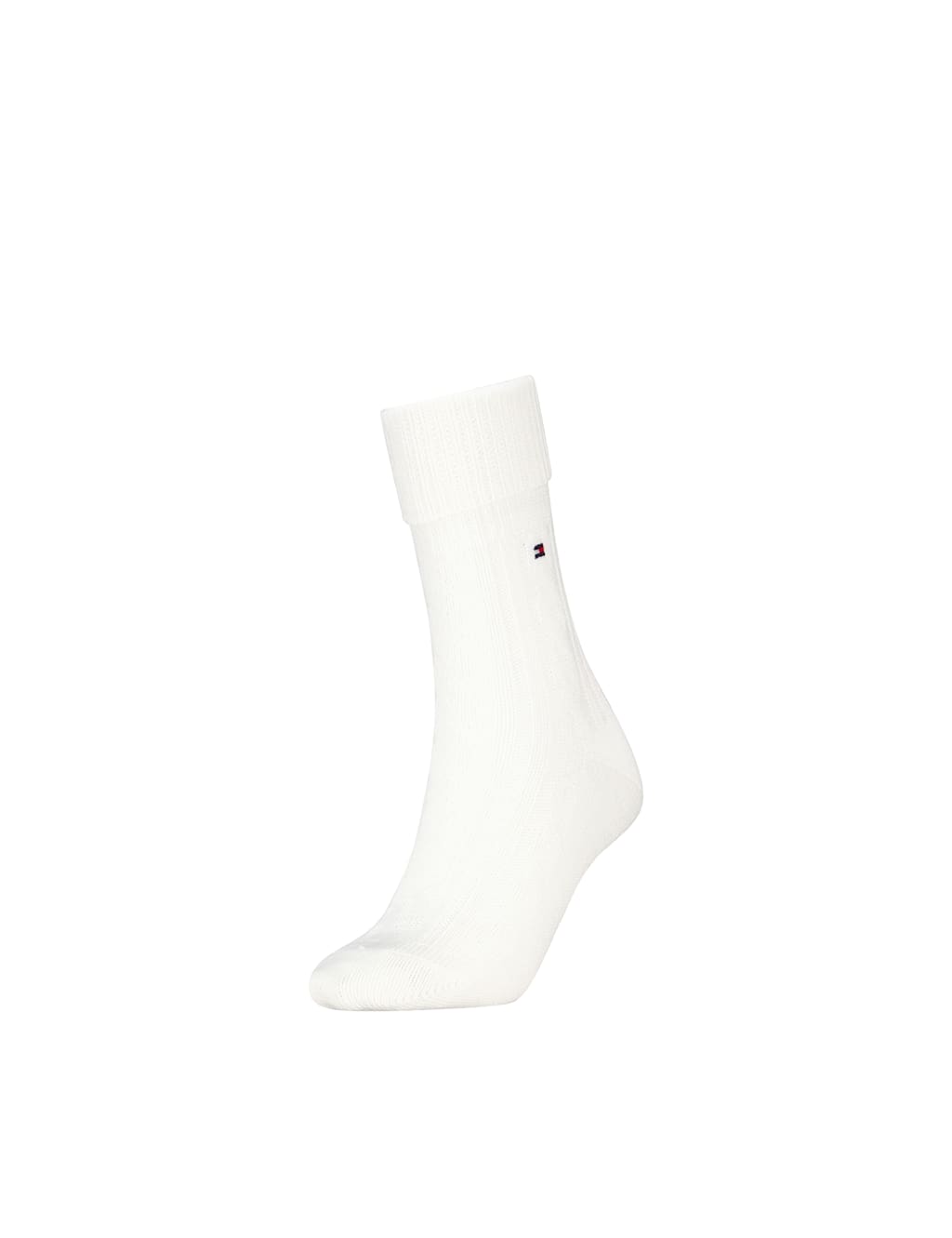Tommy Hilfiger Wool Blend Cable Knit Ankle High Socks White