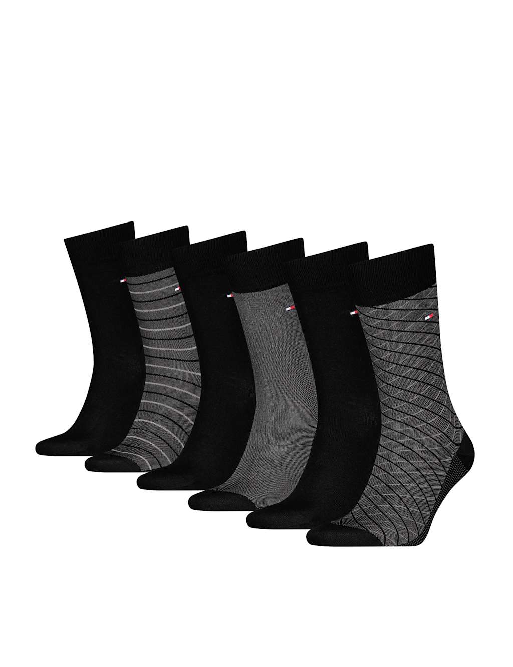 Tommy Hilfiger Men's 6 Pack Assorted Cotton Rich Socks - 9-11 - Black - Available at M&S