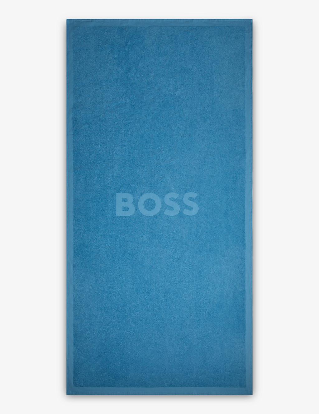 Boss Men's Pure Cotton Beach Towel - Blue - Available at M&S