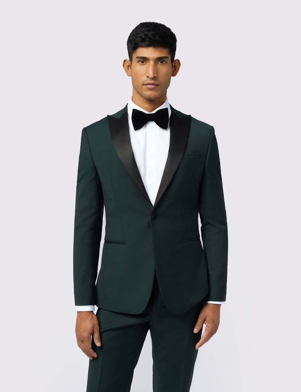 Ted Baker Slim Fit Wool Blend Tuxedo Trousers Dark Green