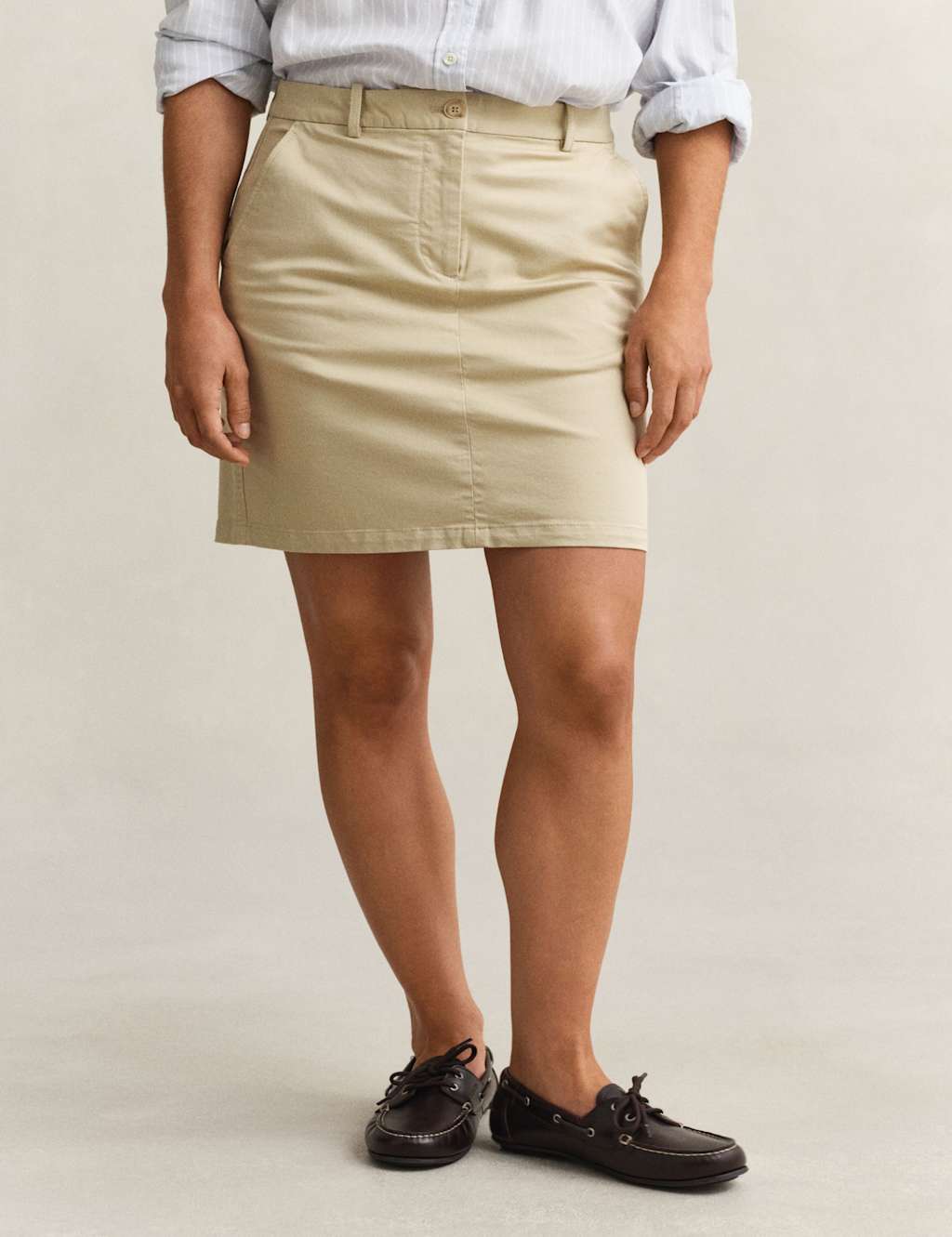 Gant Women's Cotton Rich Knee Length A-Line Skirt - 14 - Beige - Available at M&S
