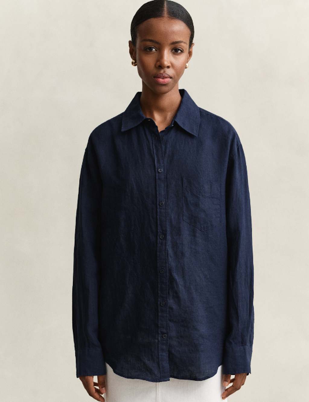 Gant Women's Relaxed Fit Linen Shirt - 42 - Navy - Available at M&S