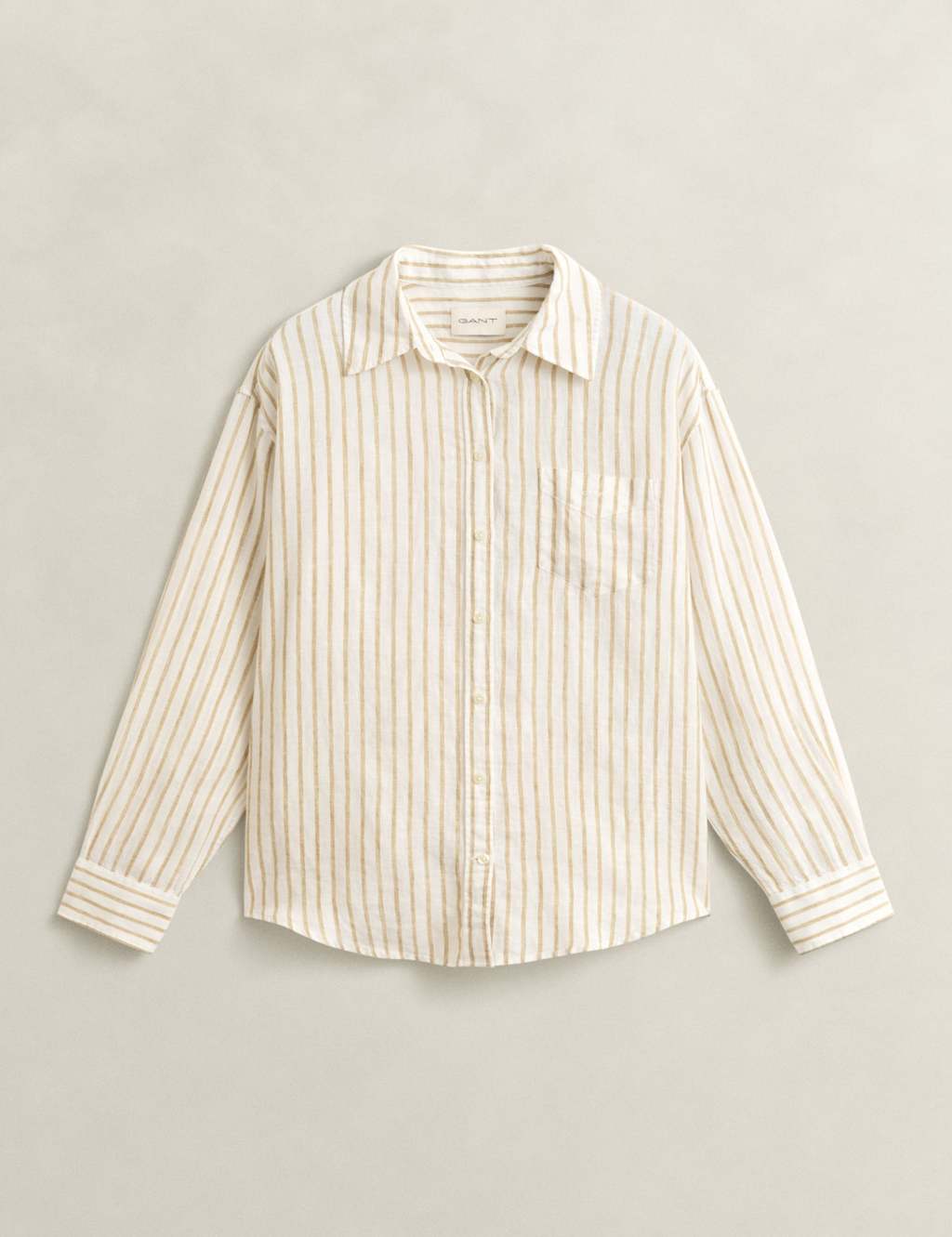 Gant Women's Relaxed Fit Striped Linen Shirt - 42 - Beige - Available at M&S