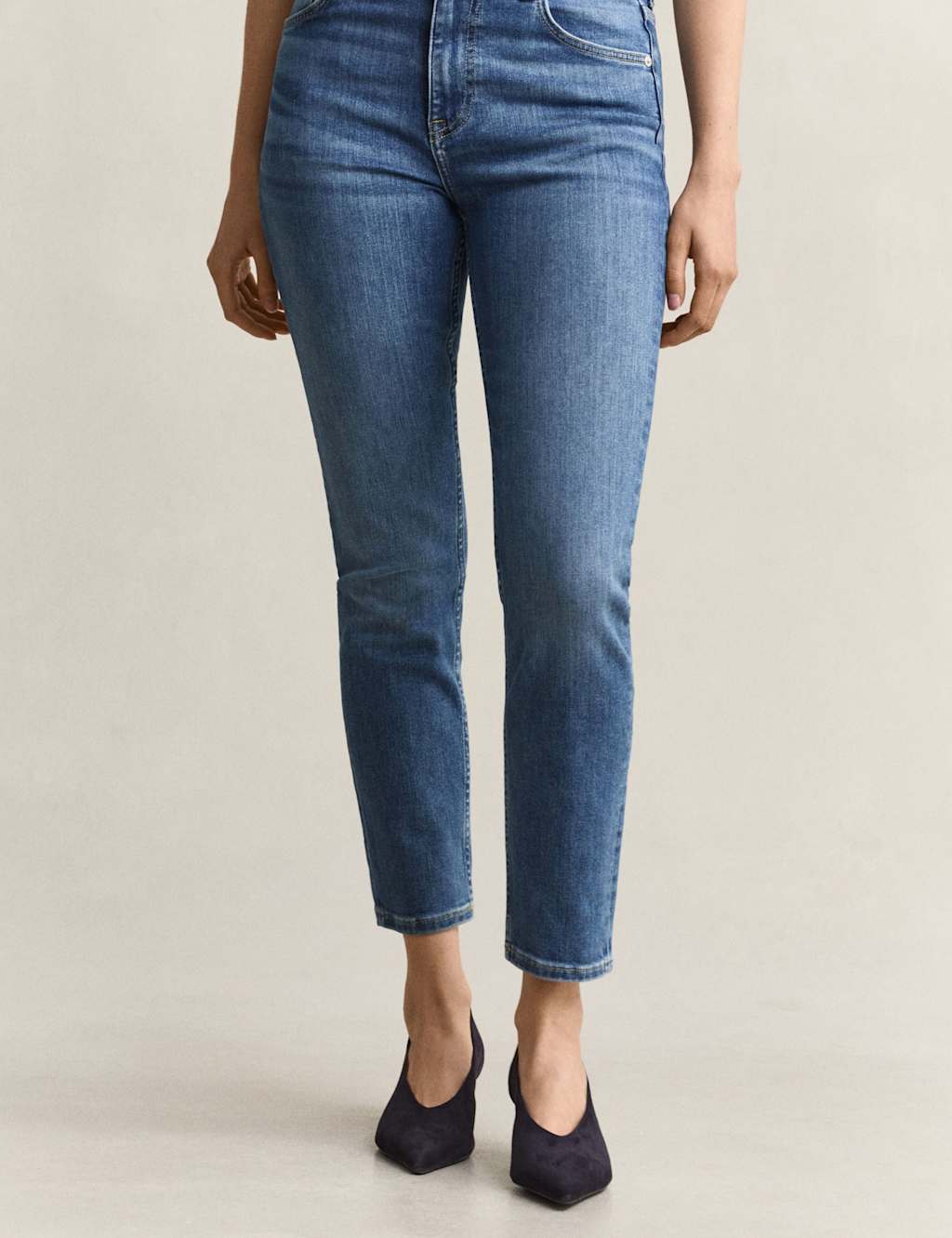 Gant Women's Mid Rise Slim Fit Cropped Jeans - 34 - Blue - Available at M&S