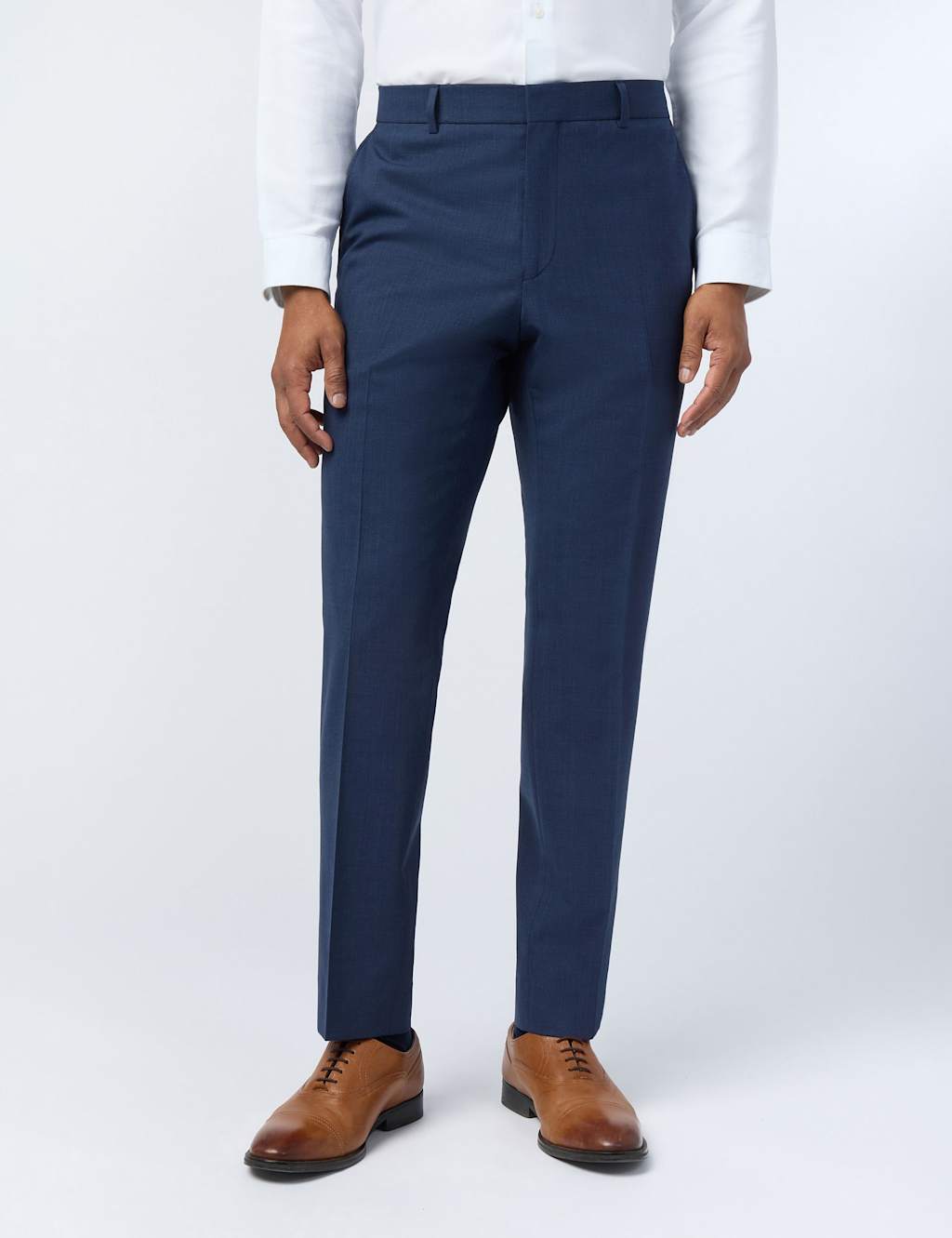 Ted Baker Slim Fit Wool Rich Check Suit Trousers Blue