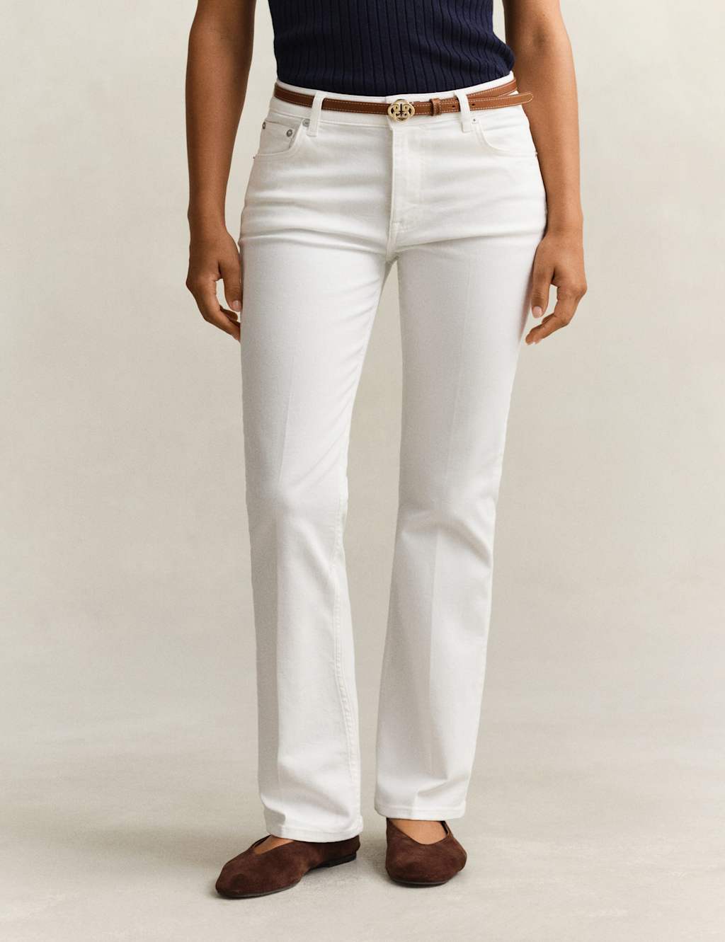 Gant Women's Mid Rise Slim Flare Jeans - 30 - Cream - Available at M&S