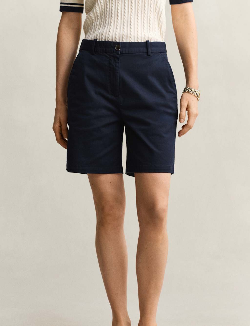 Gant Women's Cotton Rich Chino Shorts - 44 - Navy - Available at M&S