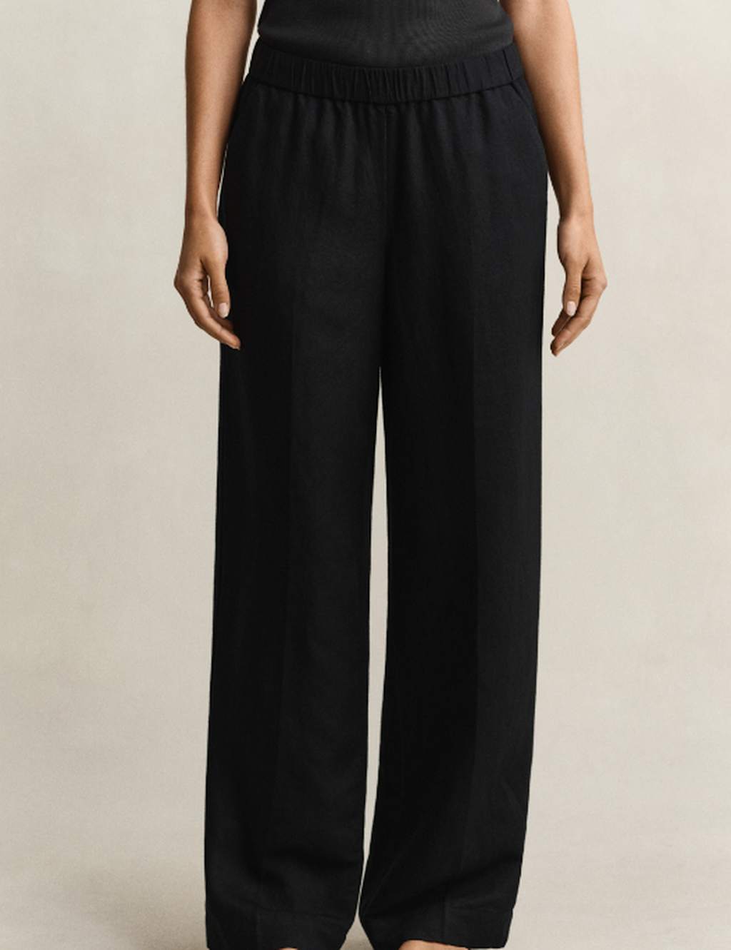 Gant Women's Linen Blend Wide Leg Trousers - 40 - Black - Available at M&S