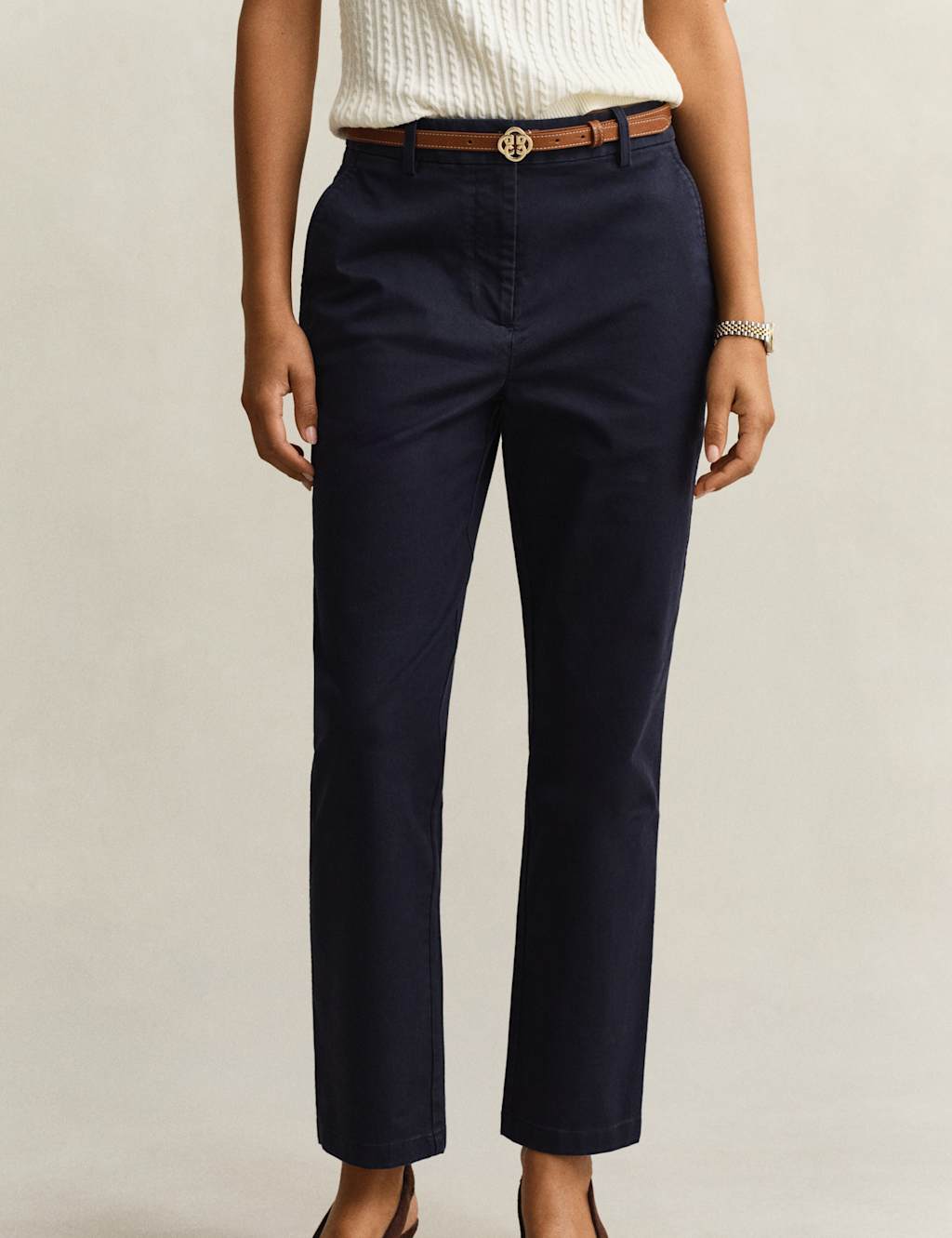 Gant Women's Cotton Rich Slim Fit Chinos - 40 - Navy - Available at M&S