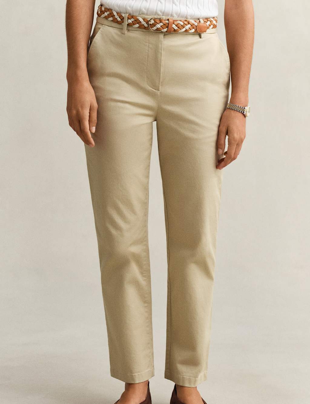 Gant Women's Cotton Rich Slim Fit Chinos - 40 - Beige - Available at M&S