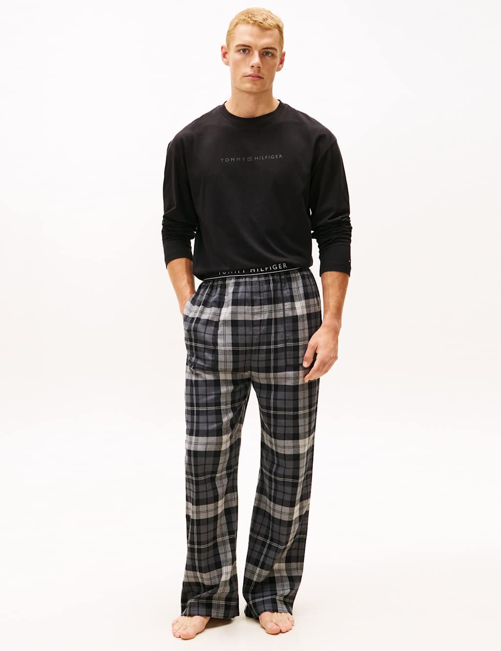 Tommy Hilfiger Cotton Rich Checked Flannel Pyjama Bottoms Black Mix