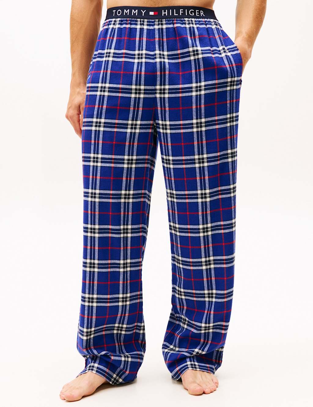 Tommy Hilfiger Pure Cotton Checked Pyjama Bottoms Blue Mix