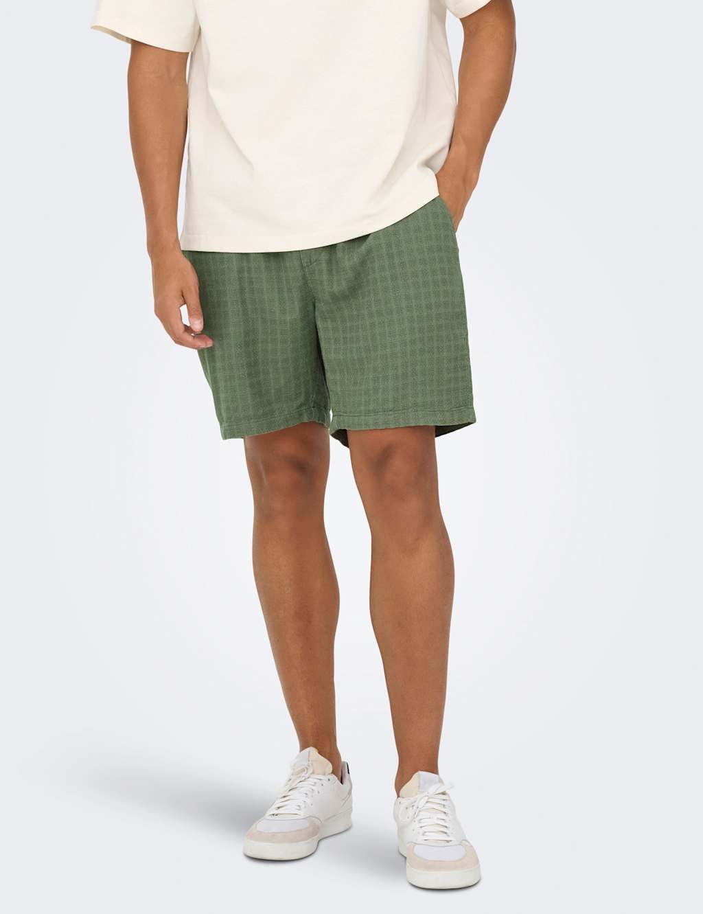 Only & Sons Men's Latham Regular Fit Shorts with Linen - XL - Khaki - Available at M&S