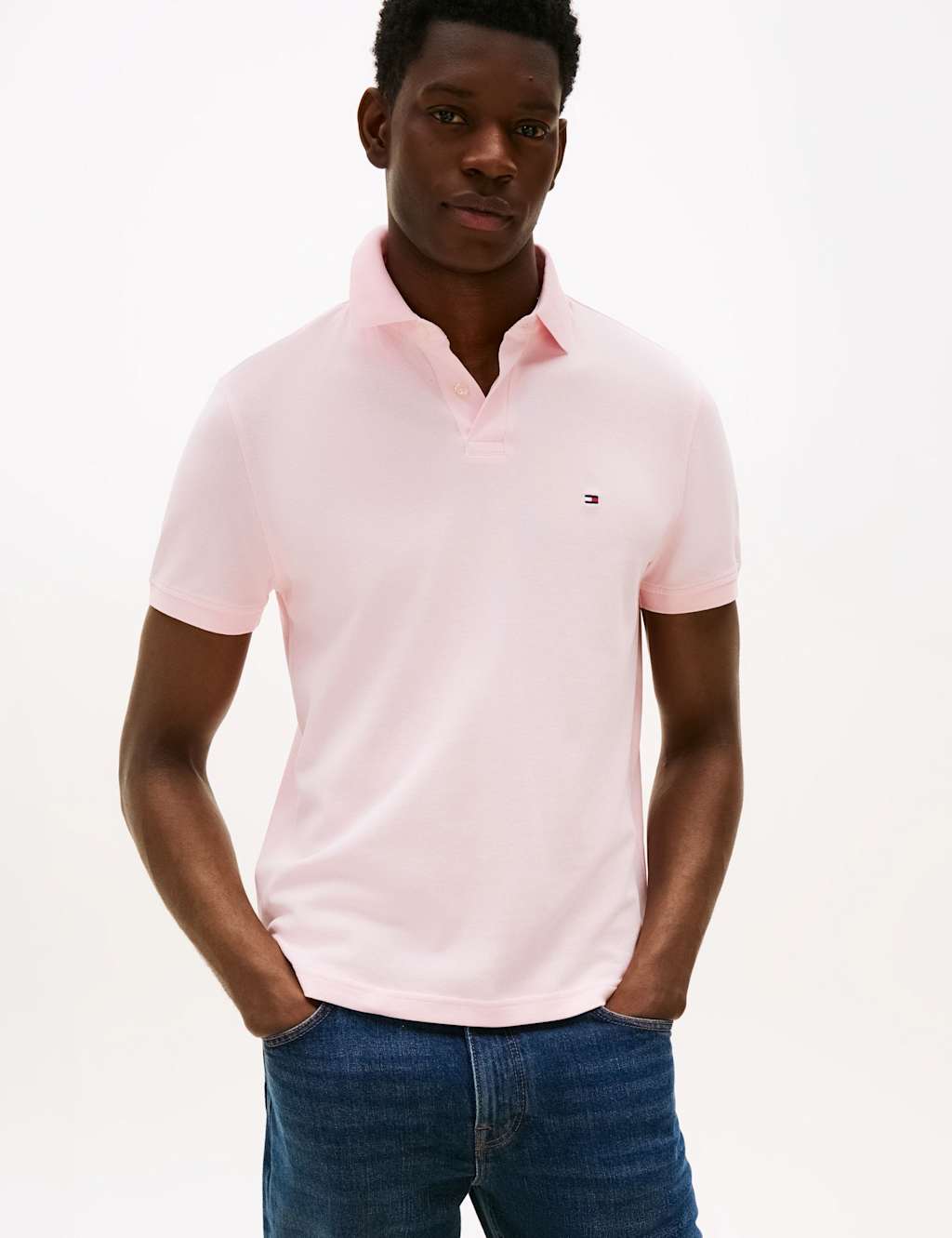 Tommy Hilfiger Men's 1985 Cotton Rich Pique Polo Shirt - L - Pink - Available at M&S