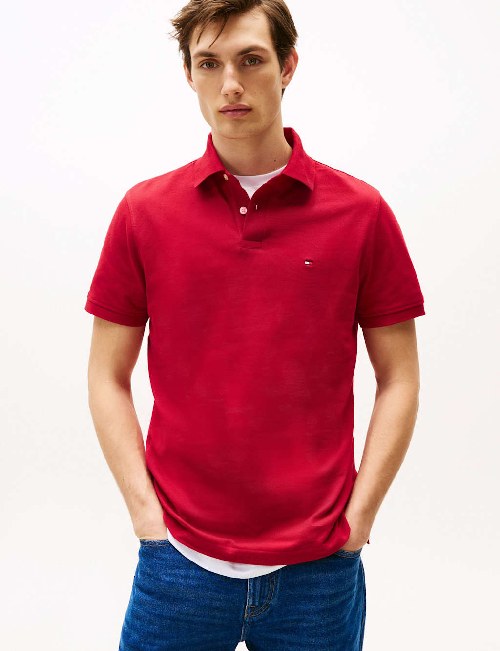 Tommy Hilfiger 1985 Cotton Rich Pique Polo Shirt Red