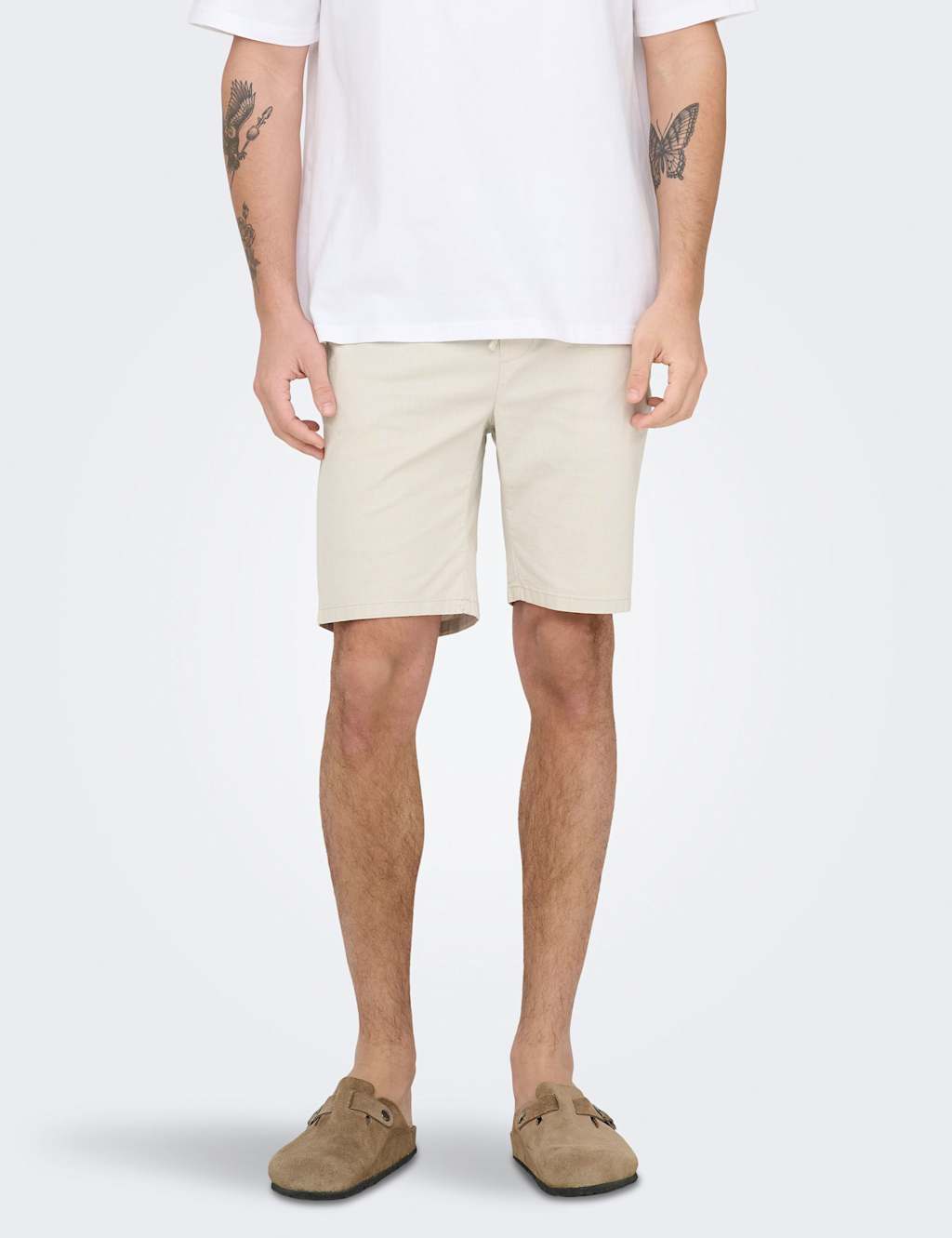 Only & Sons Men's Slim Fit Cotton Rich Lightweight Shorts - S - Stone - Available at M&S