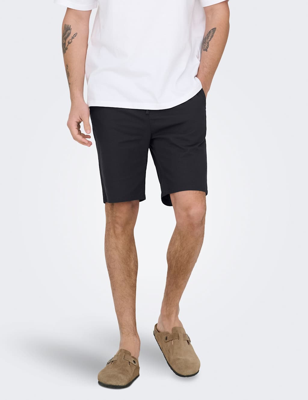 Only & Sons Men's Slim Fit Cotton Rich Lightweight Shorts - XL - Black - Available at M&S