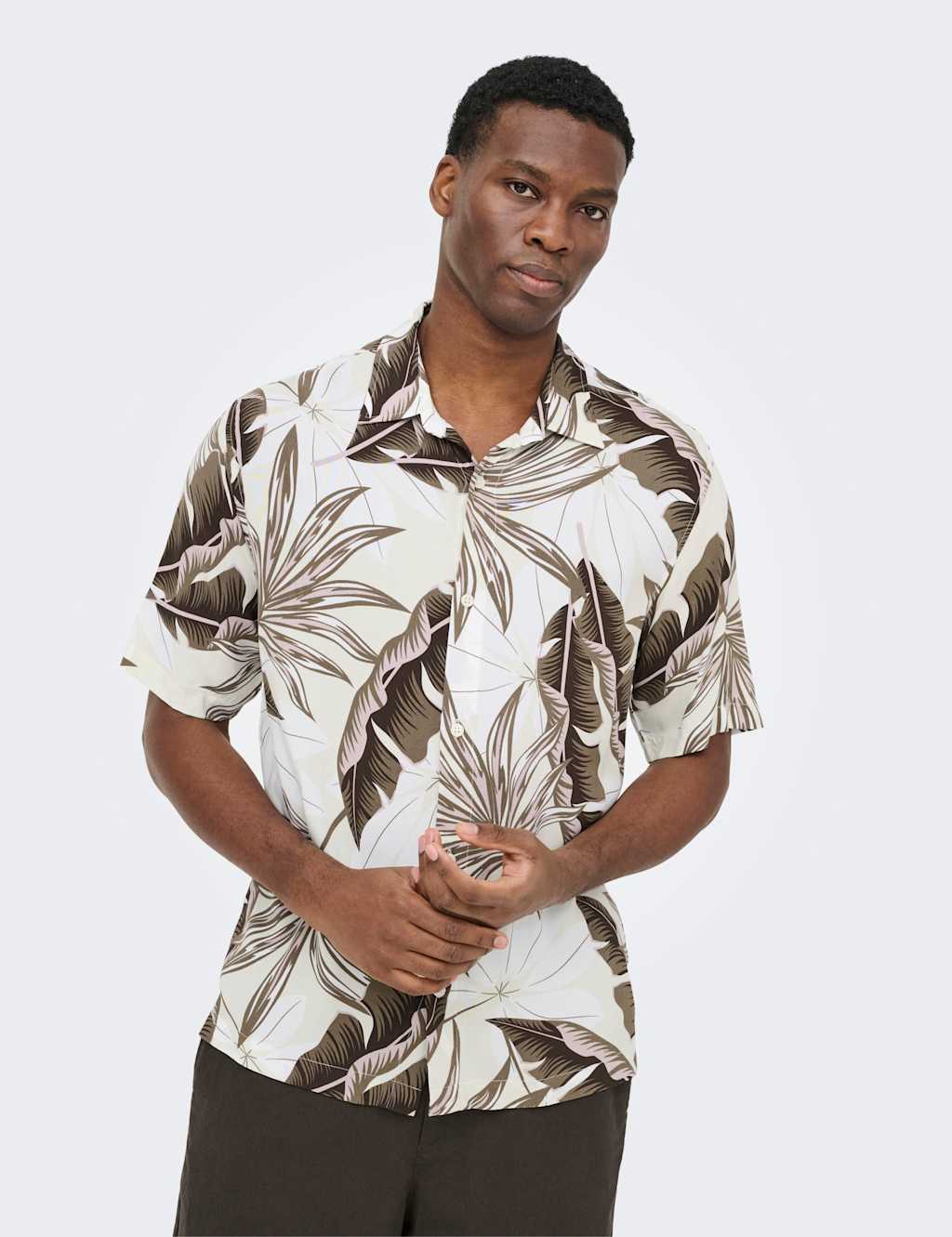 Only & Sons Men's Regular Fit Printed Short Sleeve Shirt - S - White Mix - Available at M&S