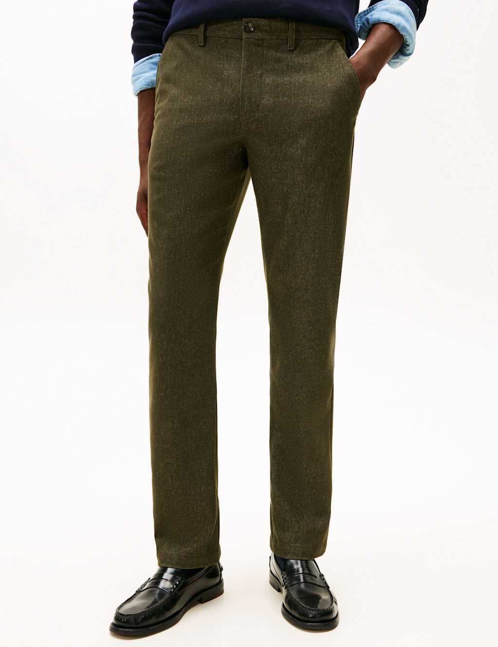 Tommy Hilfiger Denton Regular Fit Textured Stretch Chinos Green