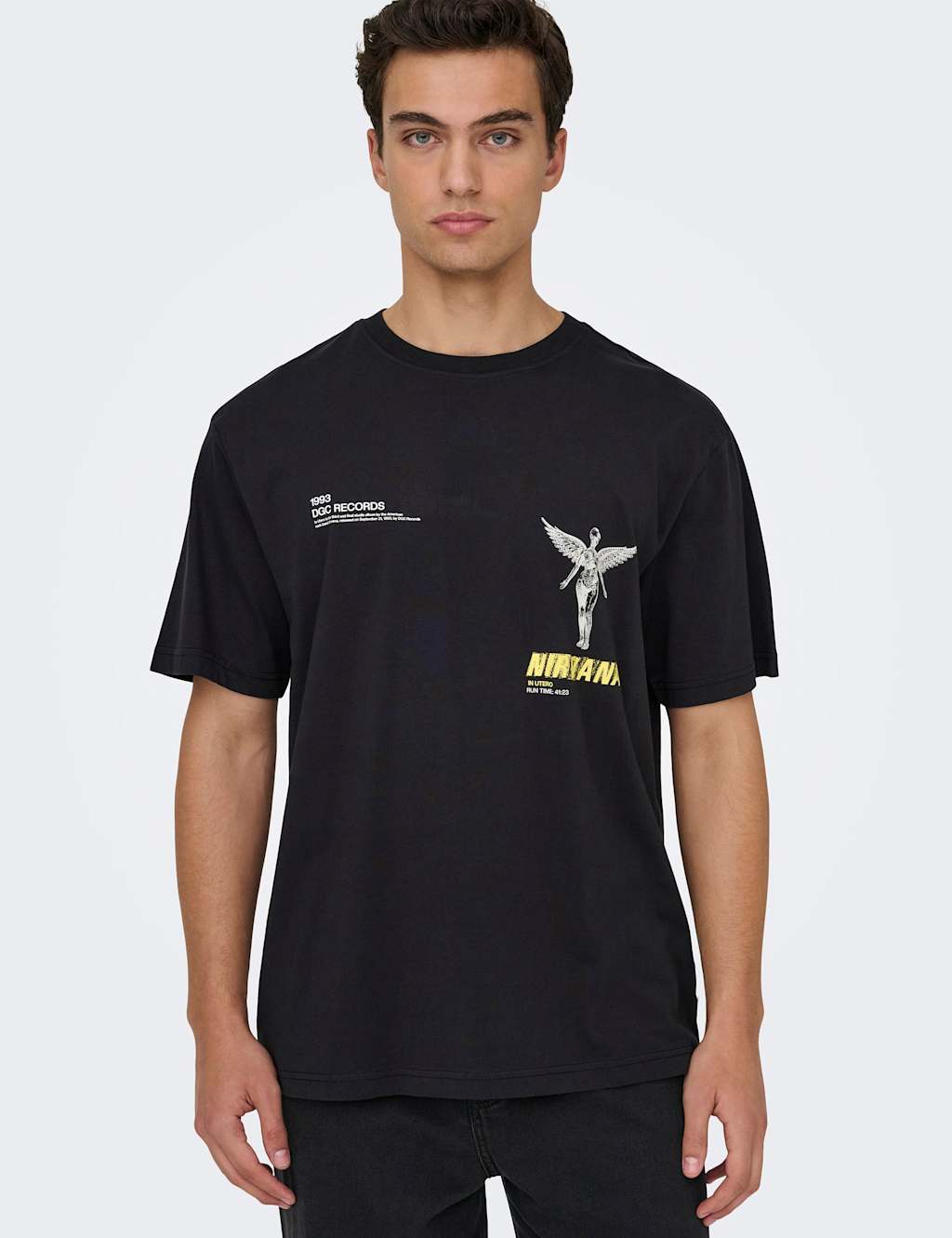 Only & Sons Men's Pure Cotton Nirvana T-Shirt - XL - Black - Available at M&S