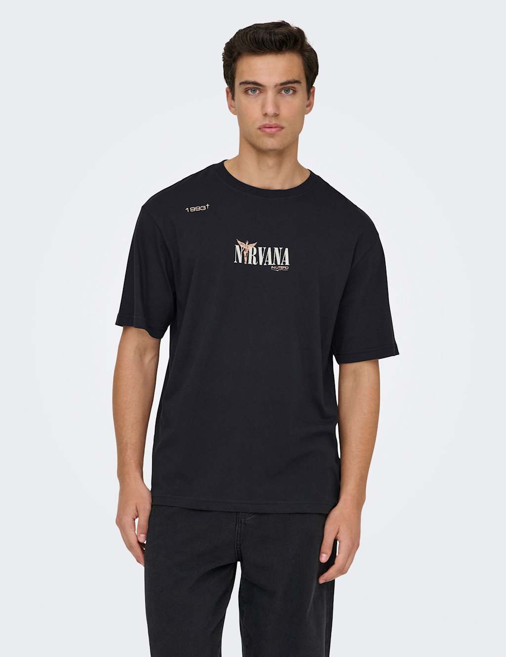 Only & Sons Men's Pure Cotton Nirvana T-Shirt - 2XL - Black Mix - Available at M&S