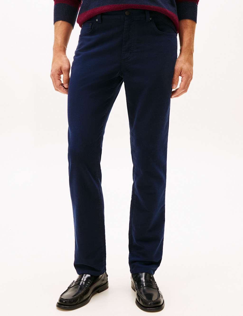 Tommy Hilfiger Denton Regular Fit Moleskin 5 Pocket Chinos Navy