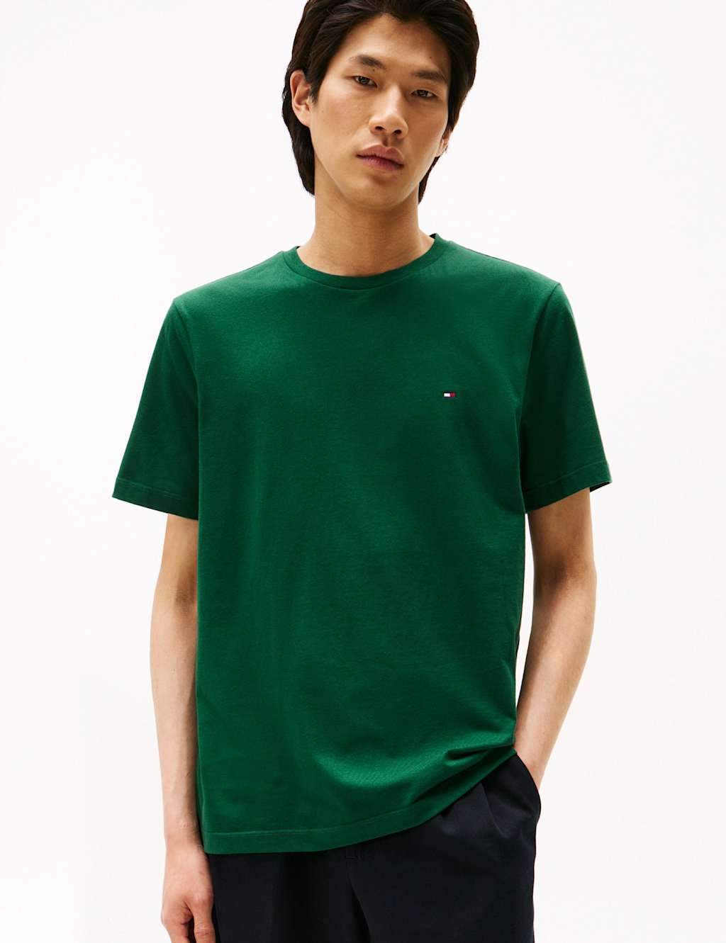 Tommy Hilfiger Pure Cotton Jersey Crew Neck T-Shirt Green