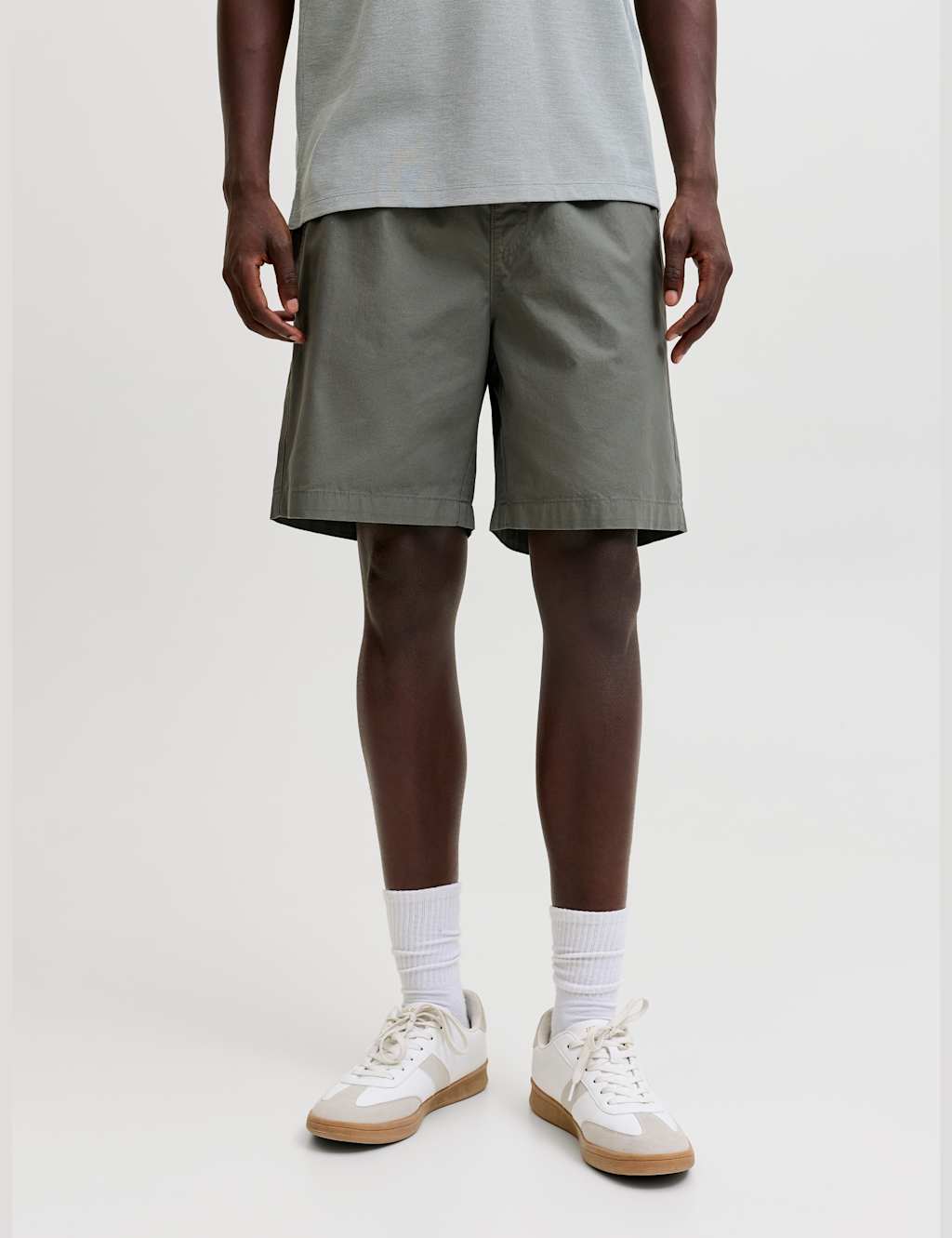 Jack & Jones Men's Pure Cotton Elasticated Waist Shorts - S - Grey - Available at M&S