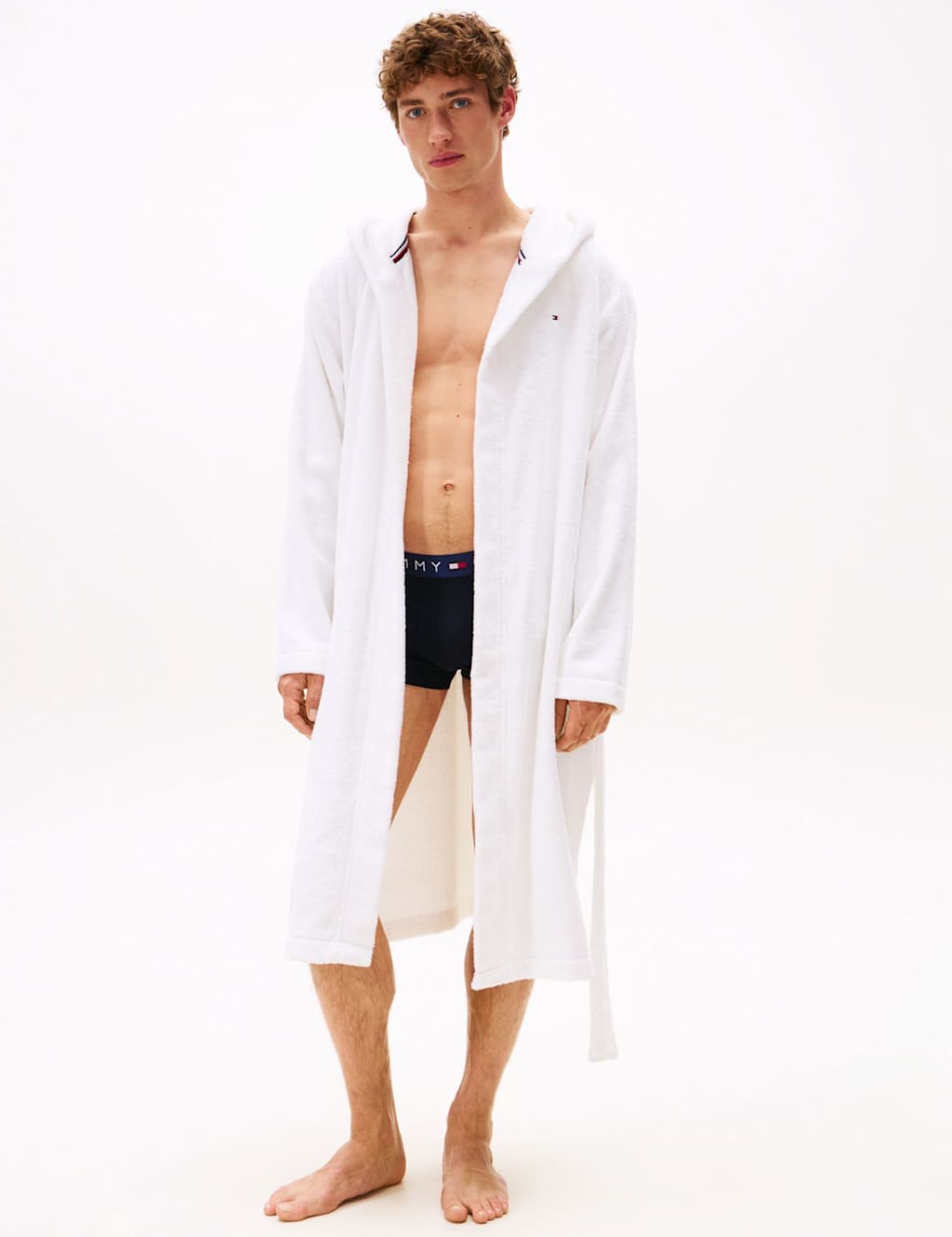 Tommy Hilfiger Pure Cotton Towelling Hooded Dressing Gown White