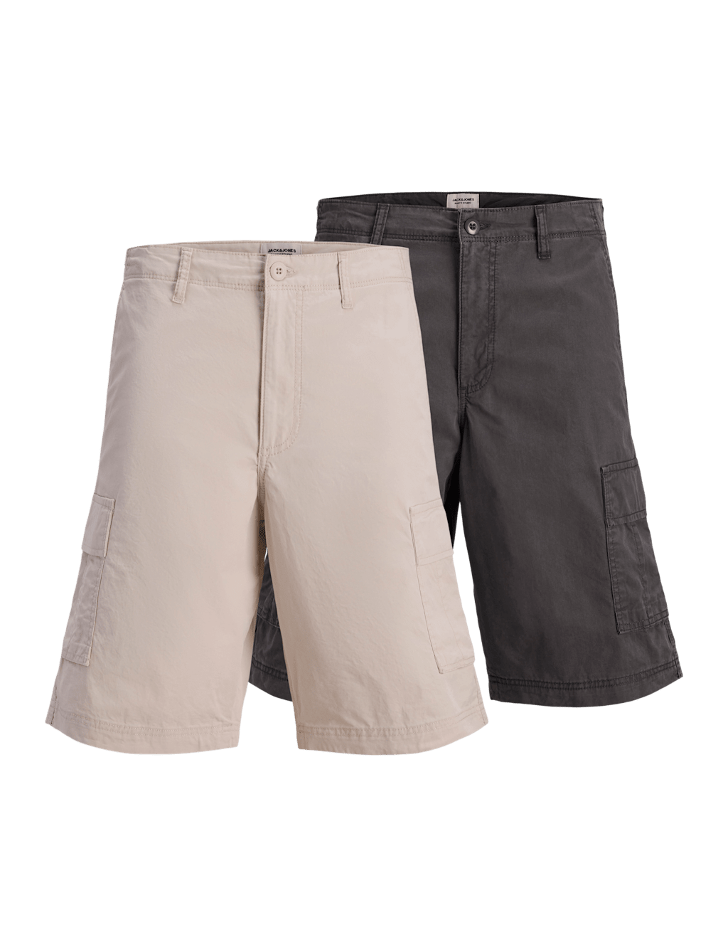 Jack & Jones Men's 2 Pack Pure Cotton Cargo Shorts - S - Grey - Available at M&S