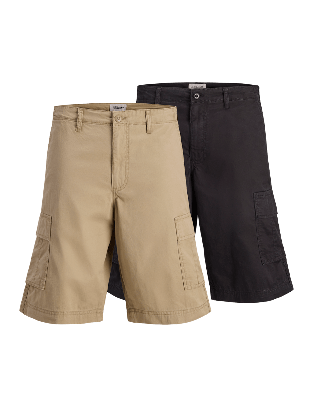 Jack & Jones Men's 2 Pack Pure Cotton Cargo Shorts - M - Black - Available at M&S