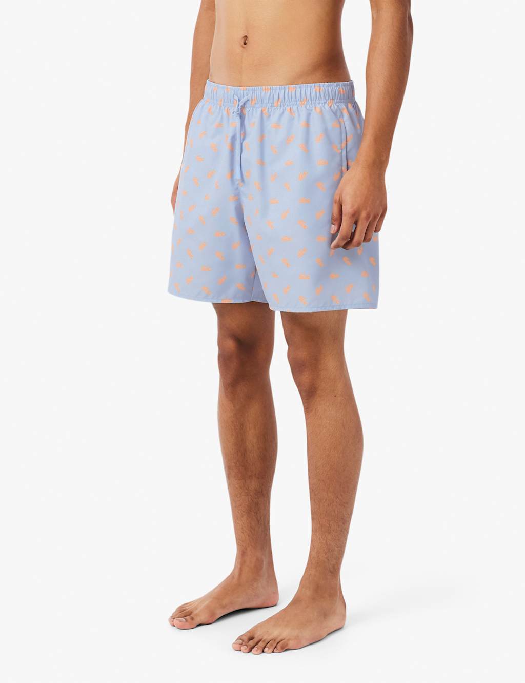 Lacoste Men's Mid Length Crocodile Print Swim Trunks - XL - Blue Mix - Available at M&S