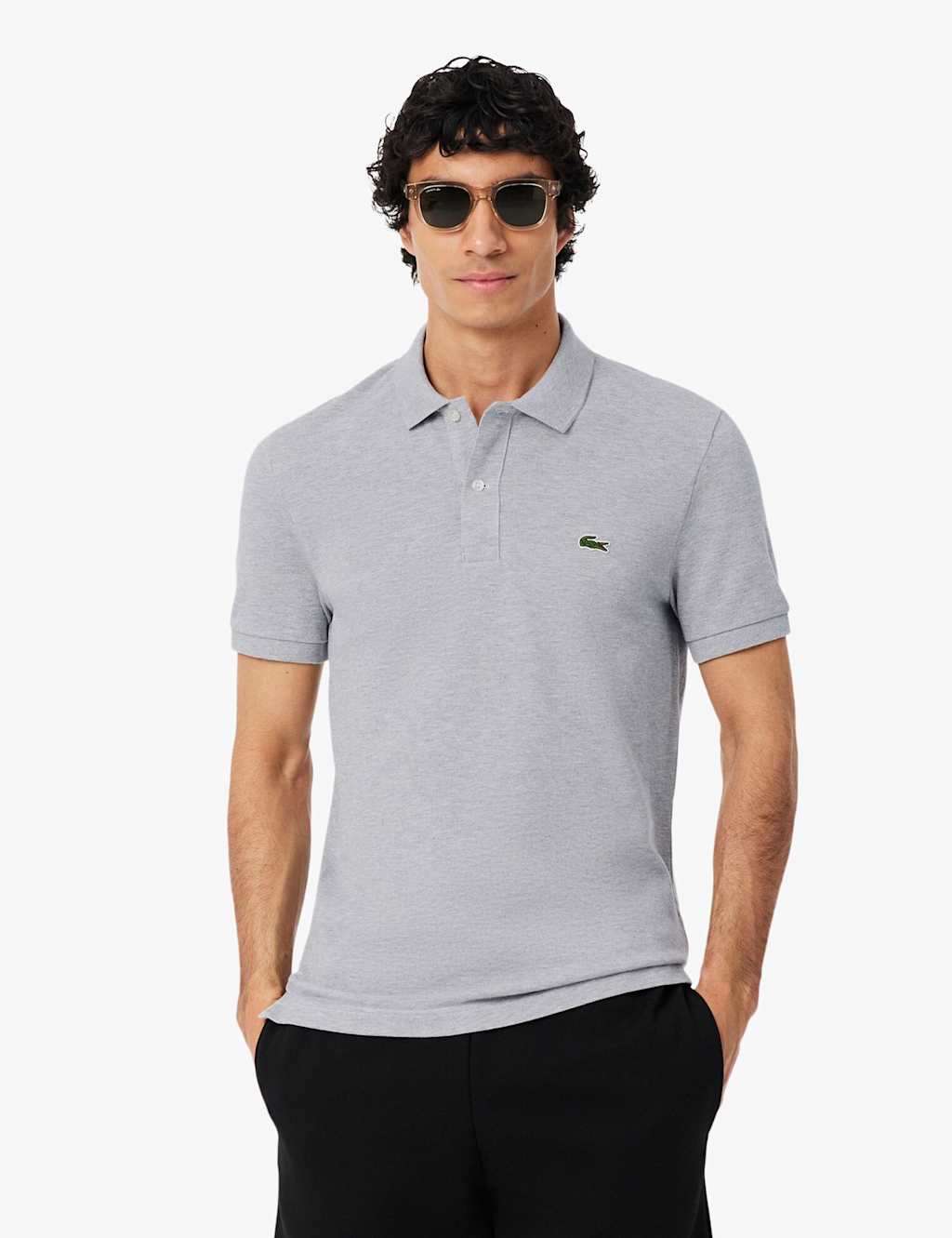Lacoste Men's Slim Fit Pure Cotton Polo Shirt - L - Grey - Available at M&S