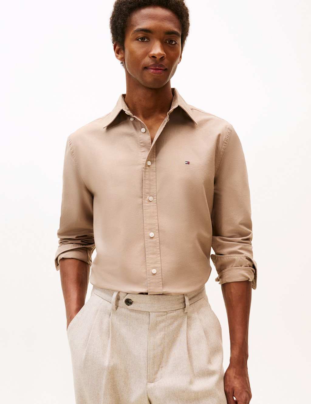 Tommy Hilfiger Heritage Pure Cotton Oxford Shirt Beige