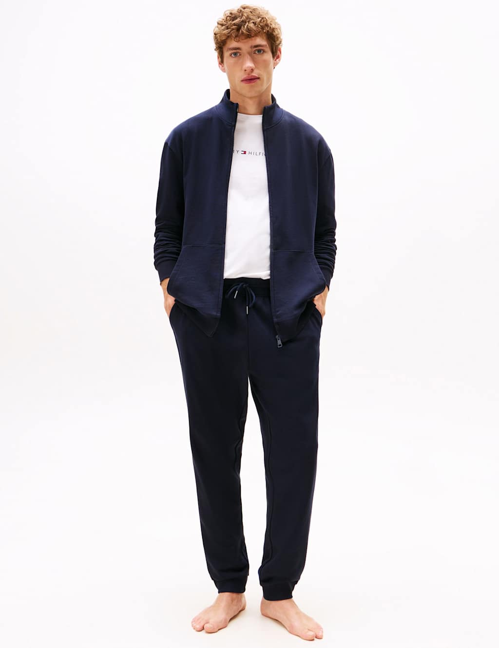 Tommy Hilfiger Cotton Blend Cuffed Loungewear Bottoms Navy