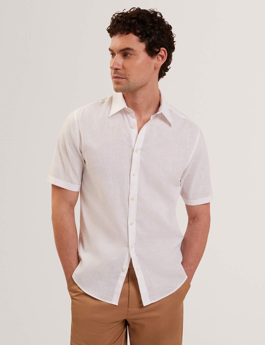 Ted Baker Men's Regular Fit Cotton Linen Blend Shirt - 2XL - White - Available at M&S