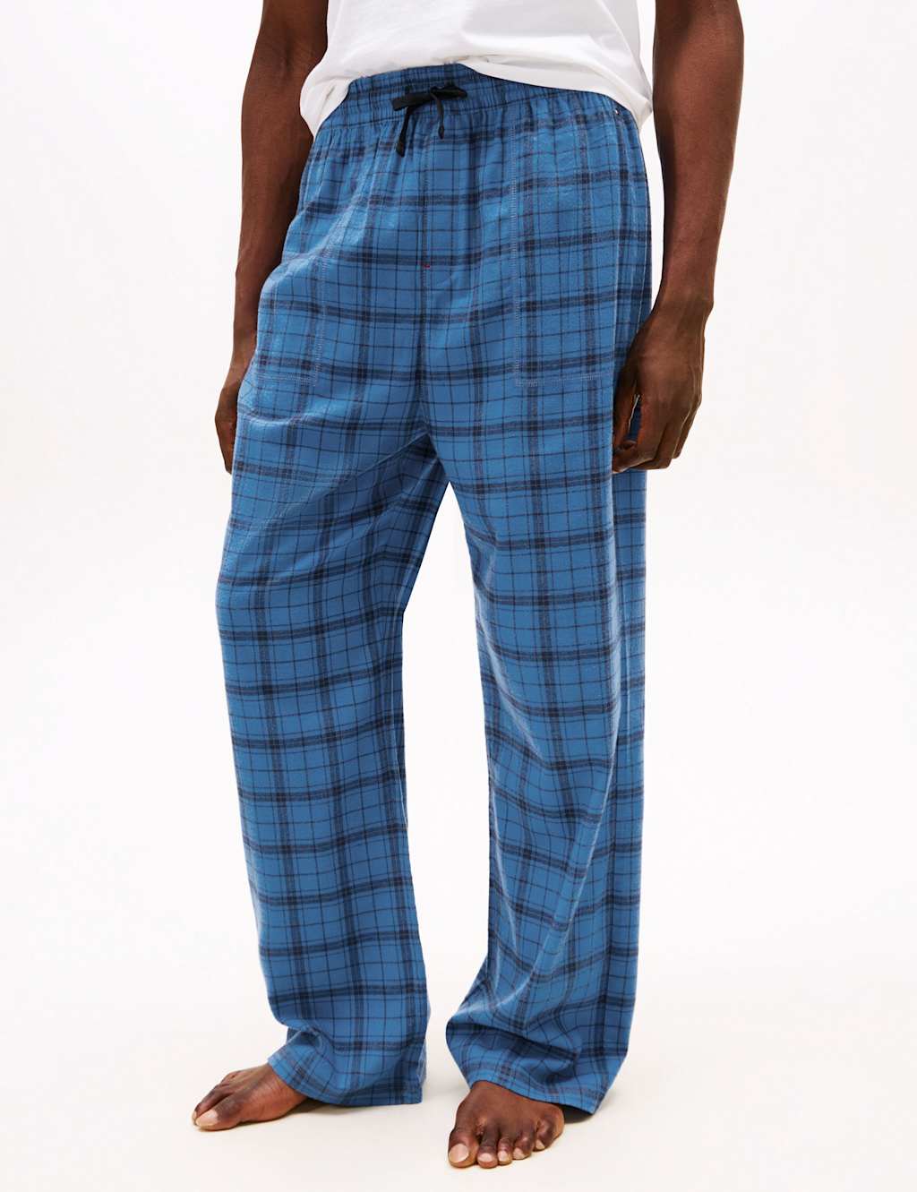 Tommy Hilfiger Cotton Rich Checked Pyjama Bottoms Blue Mix