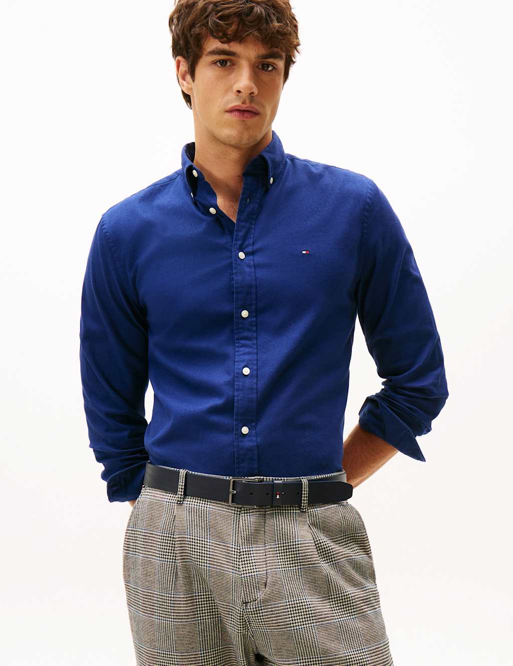 Tommy Hilfiger Regular Fit Cotton Rich Flannel Shirt Navy