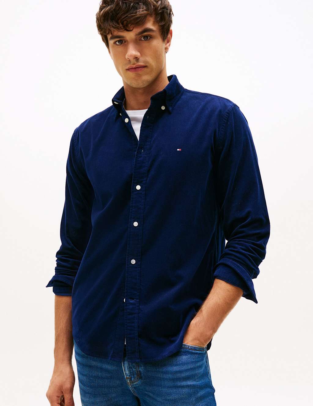 Tommy Hilfiger Regular Fit Corduroy Shirt Navy
