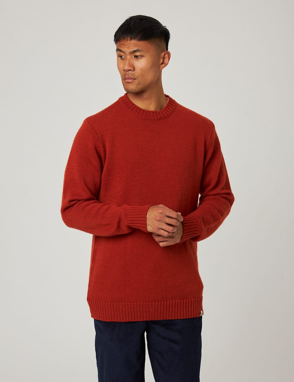 Peregrine Pure Wool Crew Neck Jumper Orange
