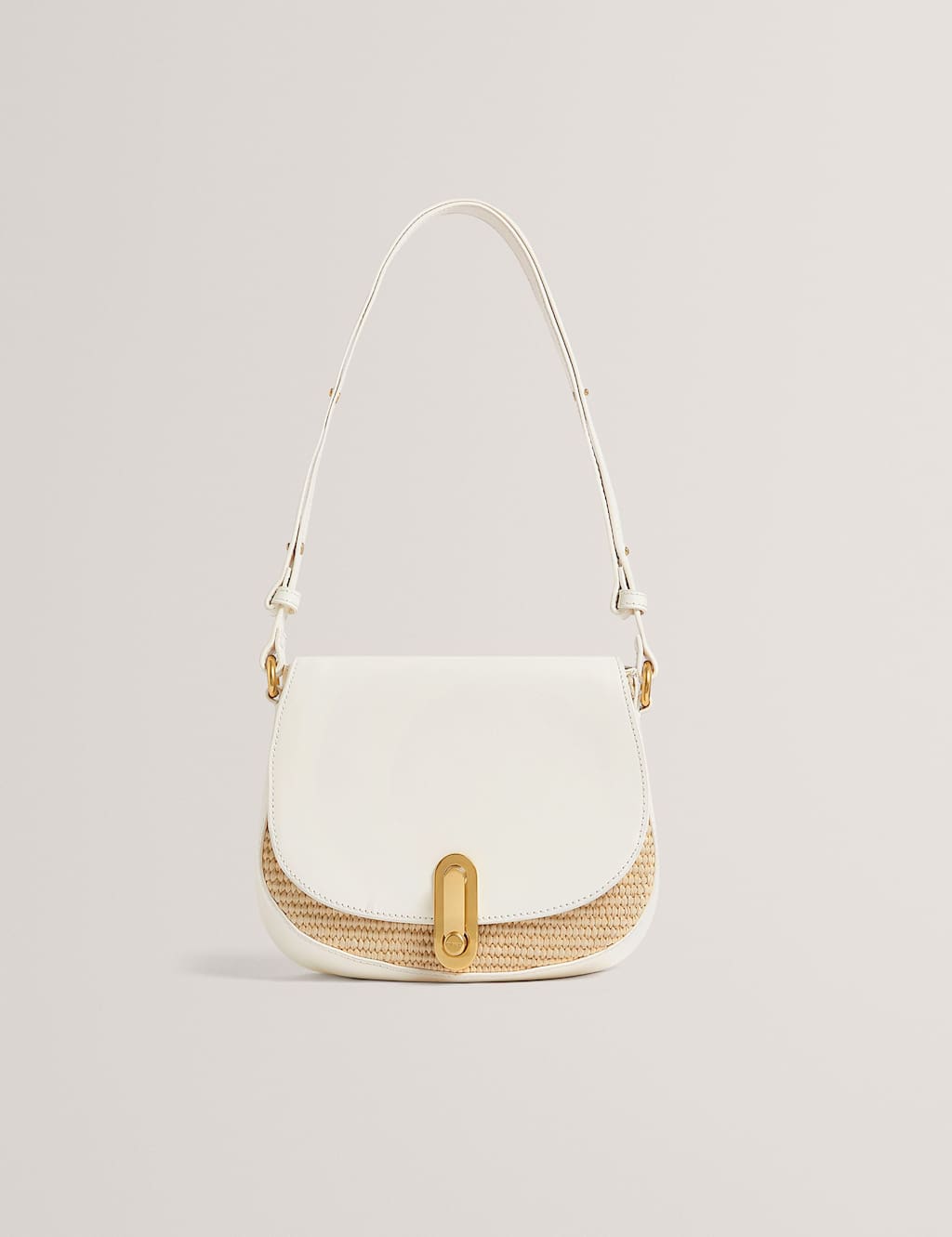 Ted Baker Women's Faux Leather Raffia Twist Lock Shoulder Bag - Ivory - Available at M&S