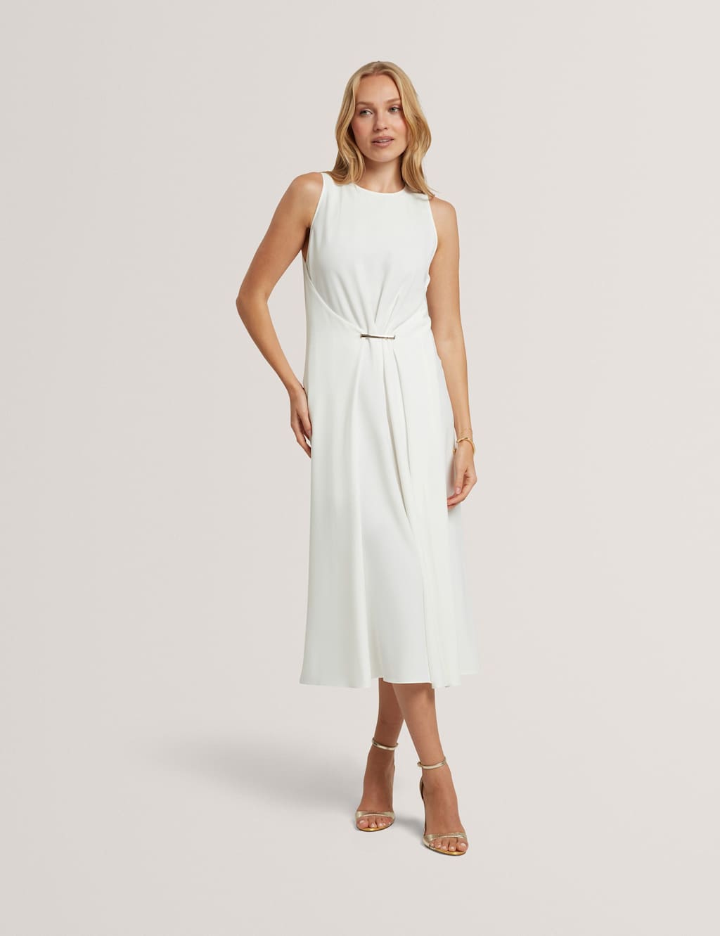 Ted Baker Women's High Neck Bar Detail Midi Dress - 10 - Ivory - Available at M&S