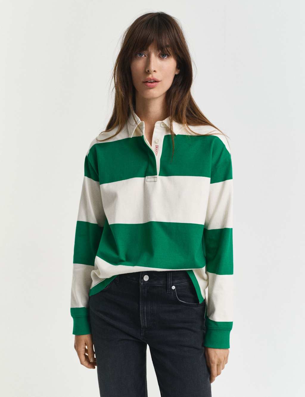 GANT Pure Cotton Striped Rugby Top Green Mix