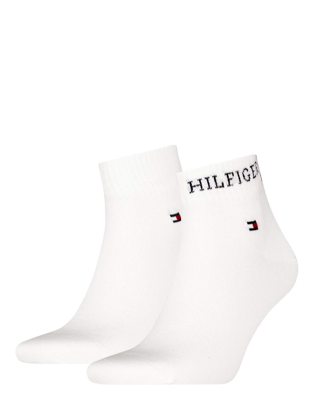 Tommy Hilfiger Men's 2 Pack TH Cotton Rich Quarter Socks - 9-11 - White - Available at M&S