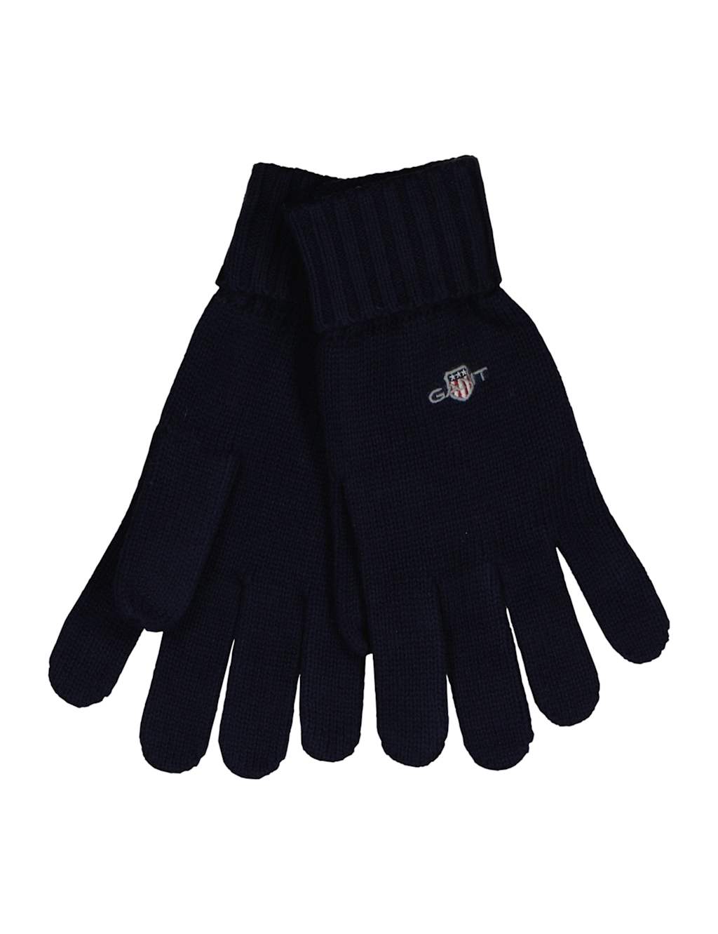GANT Cotton Rich Knitted Logo Gloves Navy