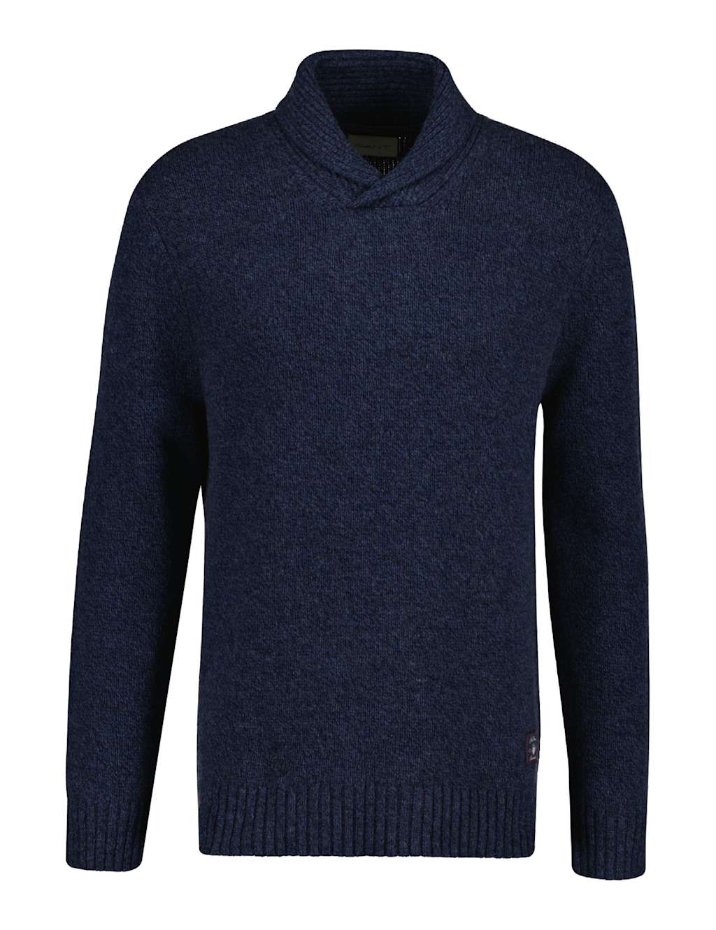 GANT Wool Rich Shawl Neck Jumper Dark Navy