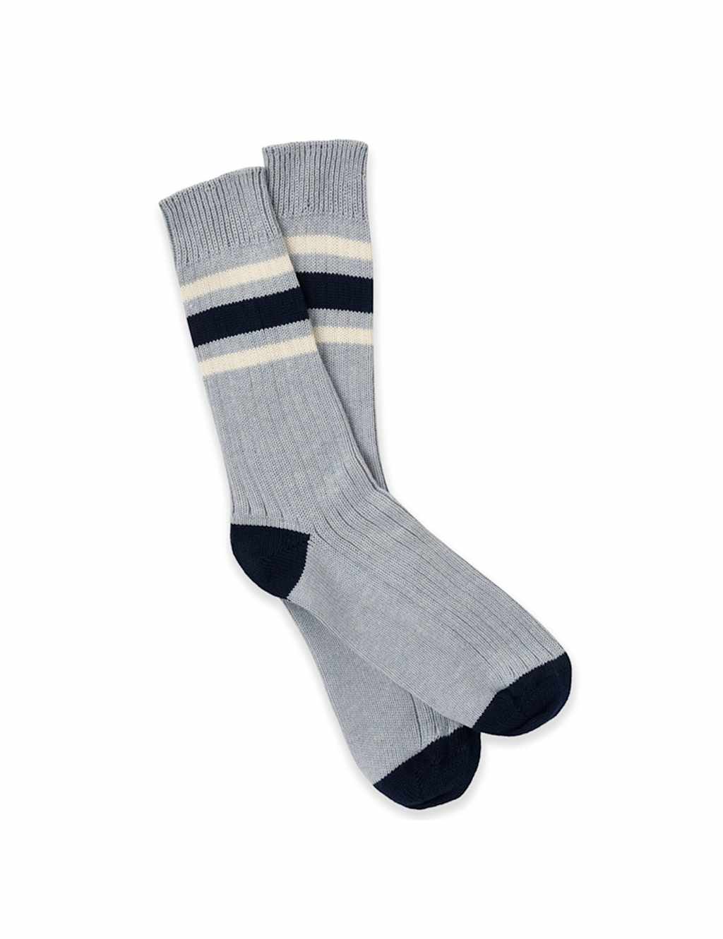 Peregrine Women's Striped Pure Cotton Ribbed Socks - Large - Blue - Available at M&S
